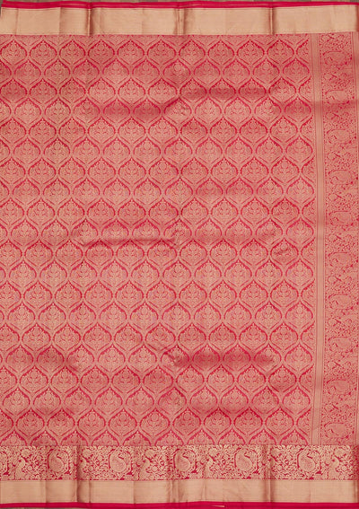 Rani Pink Zariwork Pure Silk Saree-Koskii