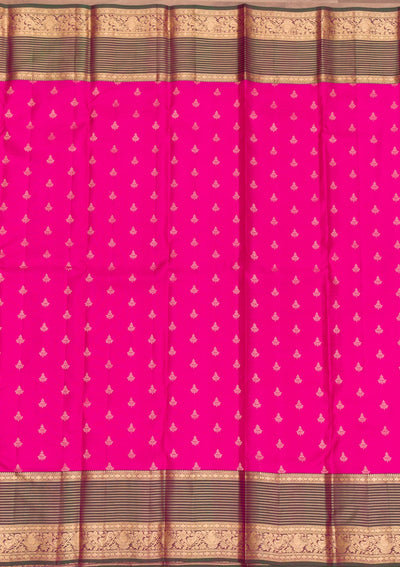 Rani Pink Zariwork Pure Silk Saree-Koskii