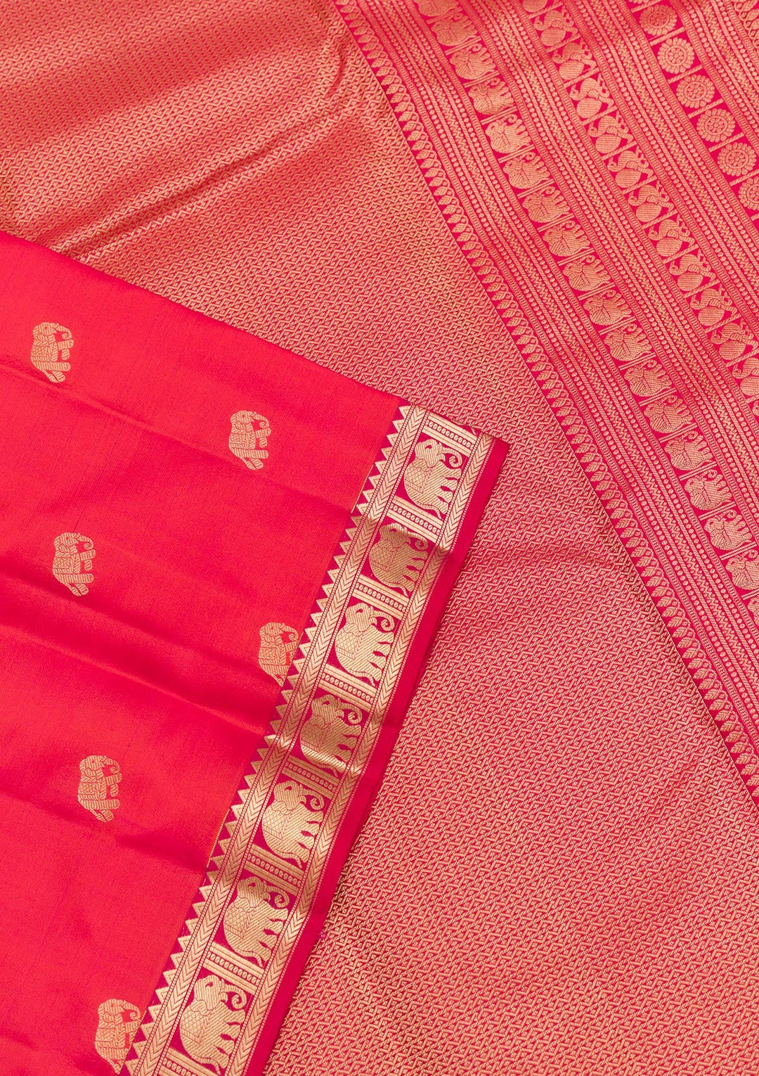 Rani Pink Zariwork Pure Silk Saree-Koskii
