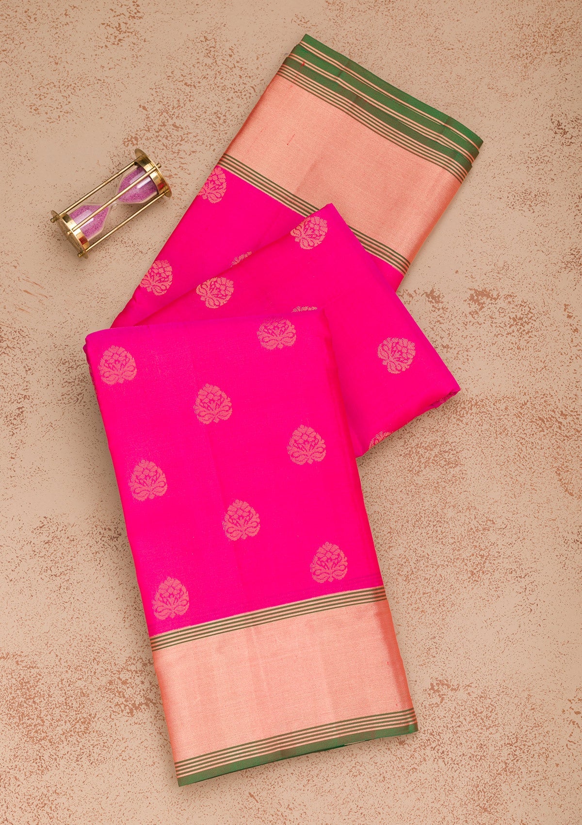 Rani Pink Zariwork Pure Silk Saree-Koskii