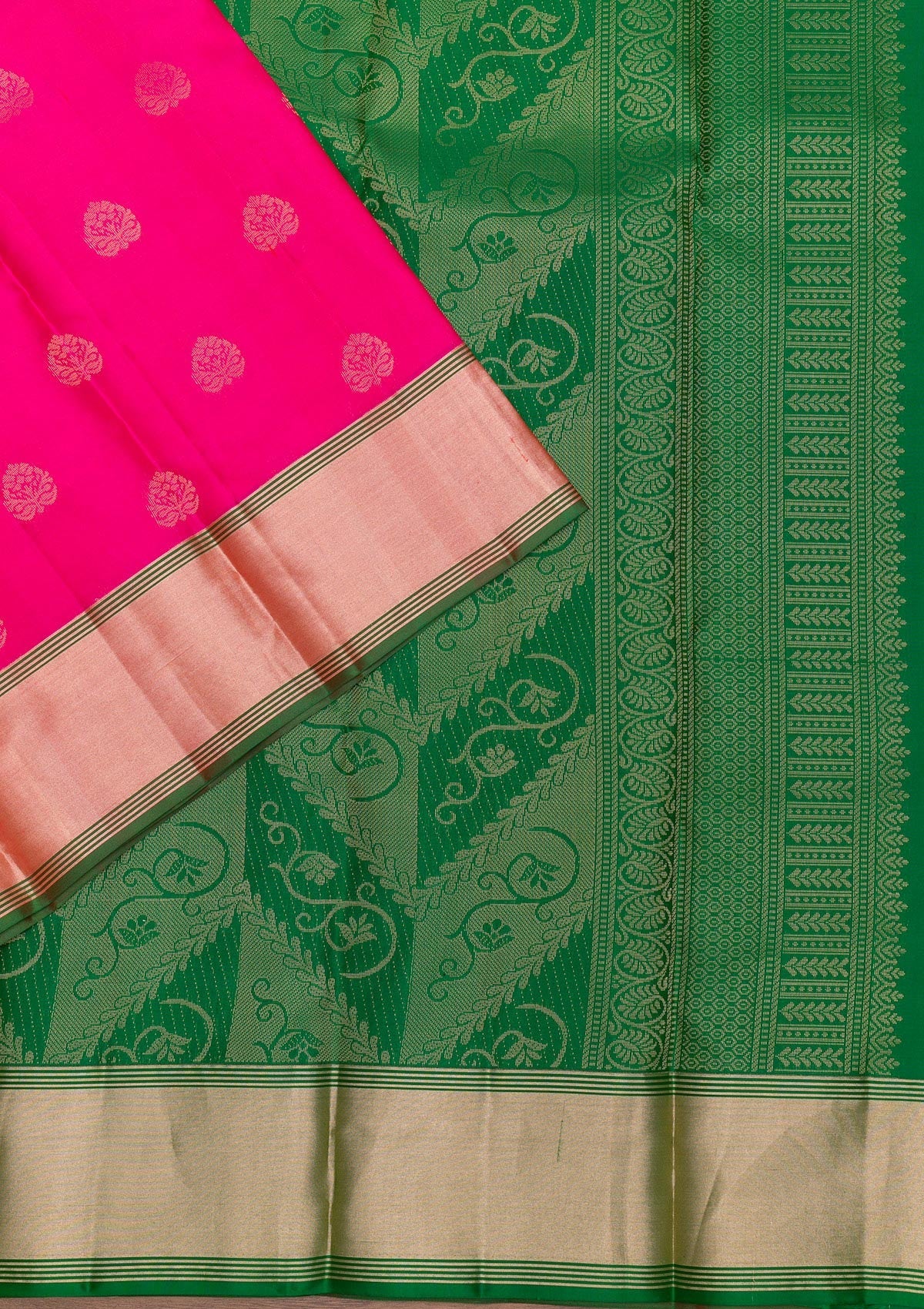 Rani Pink Zariwork Pure Silk Saree-Koskii