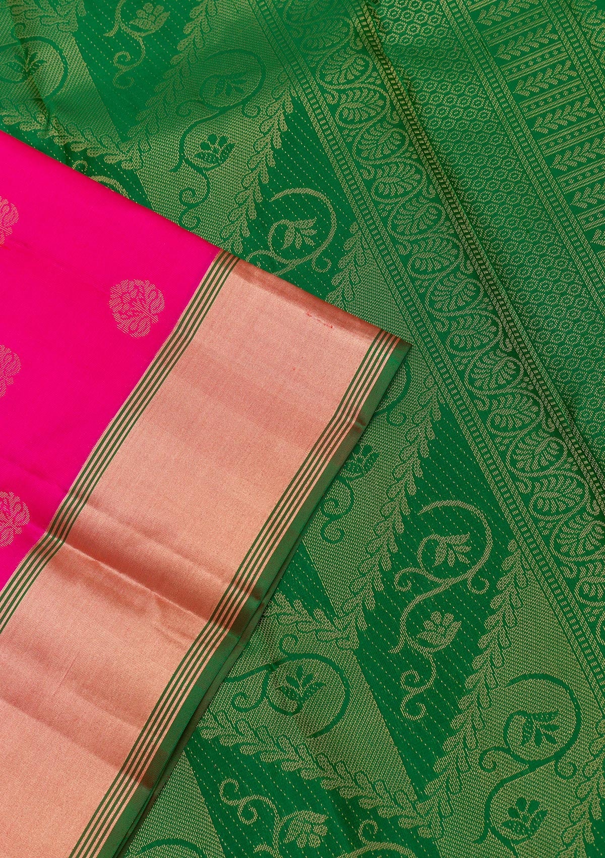 Rani Pink Zariwork Pure Silk Saree-Koskii