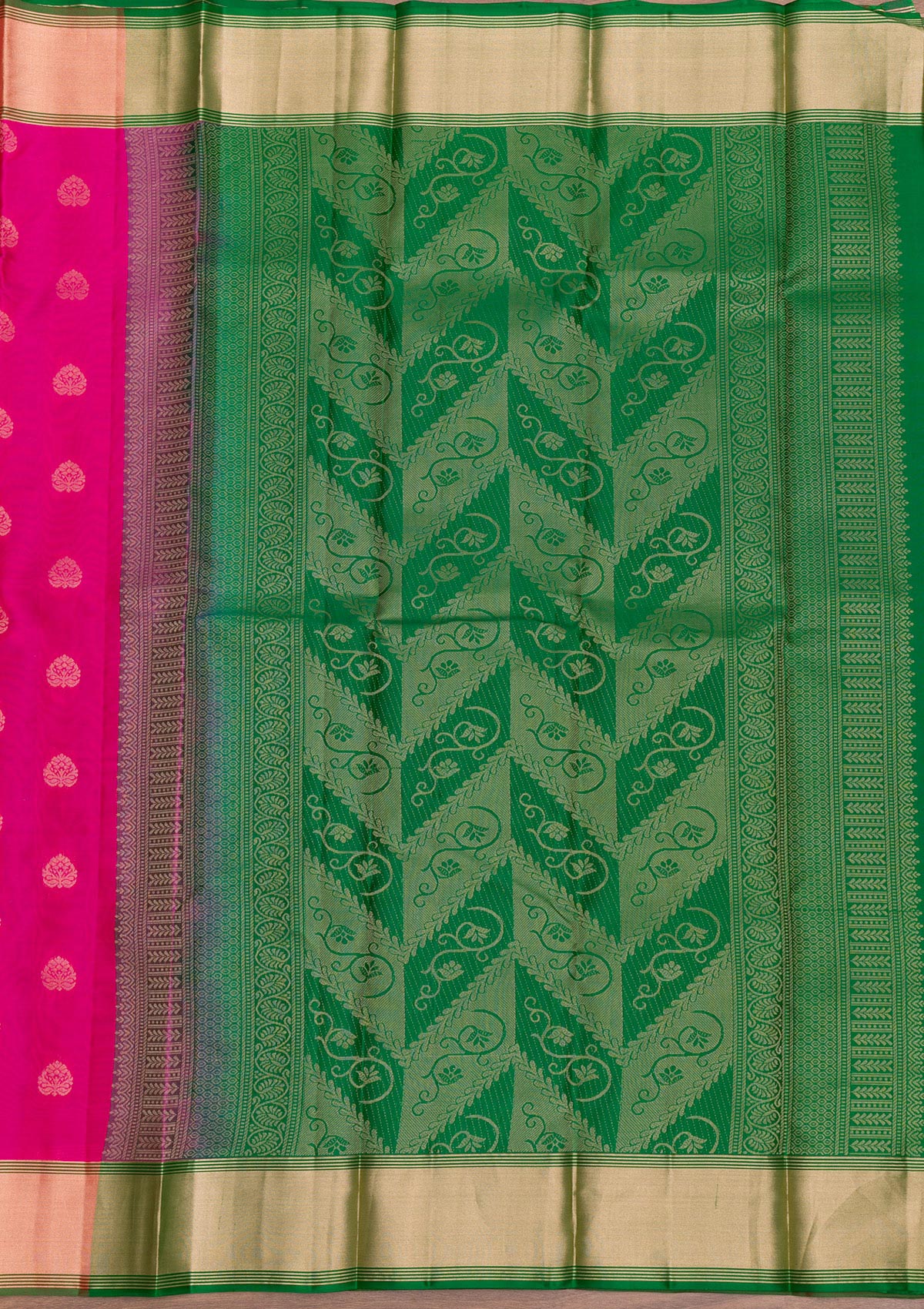 Rani Pink Zariwork Pure Silk Saree-Koskii