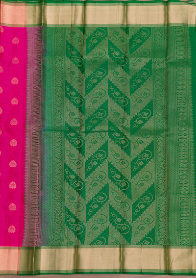 Rani Pink Zariwork Pure Silk Saree-Koskii