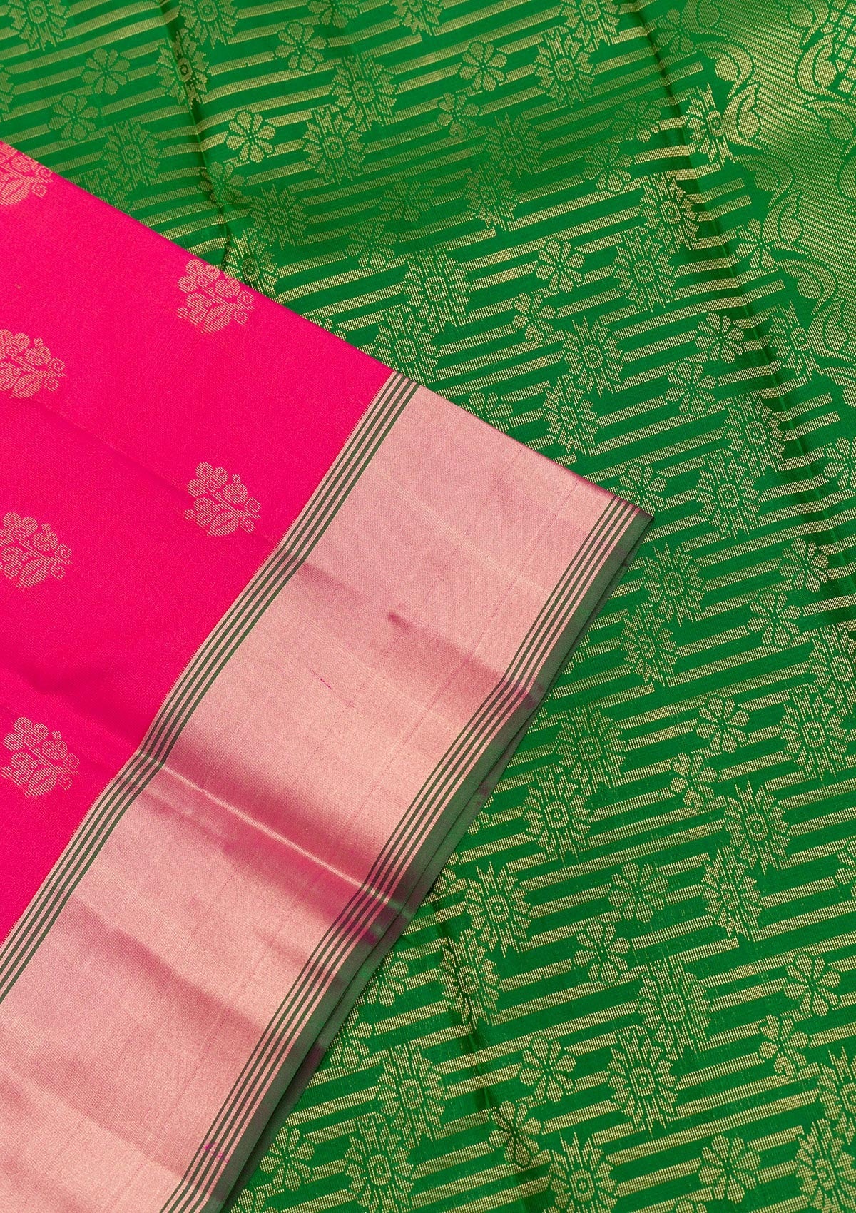 Rani Pink Zariwork Pure Silk Saree-Koskii