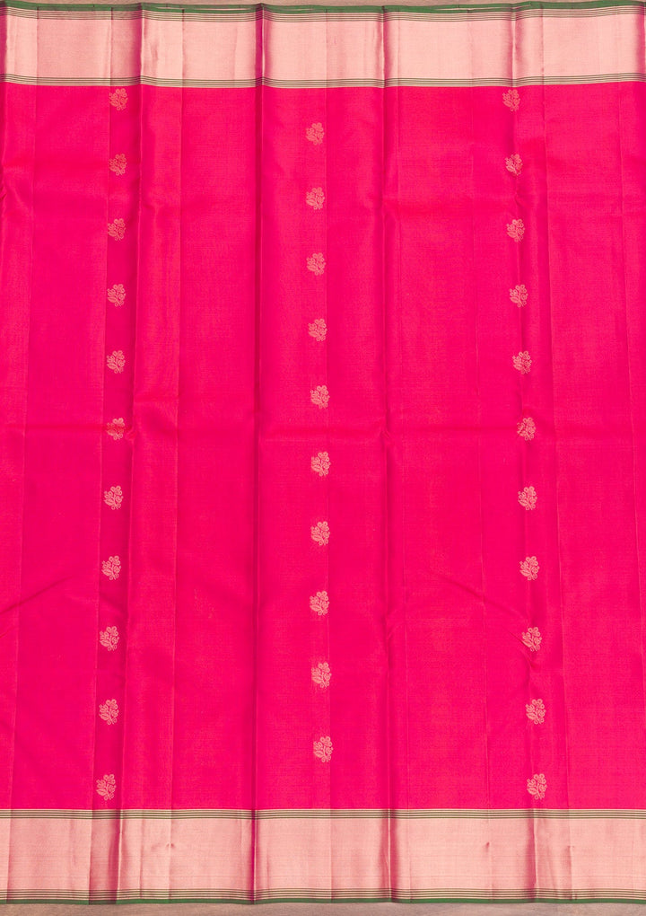 Rani Pink Zariwork Pure Silk Saree-Koskii