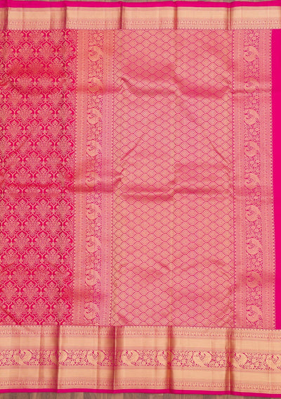 Rani Pink Zariwork Pure Silk Saree-Koskii