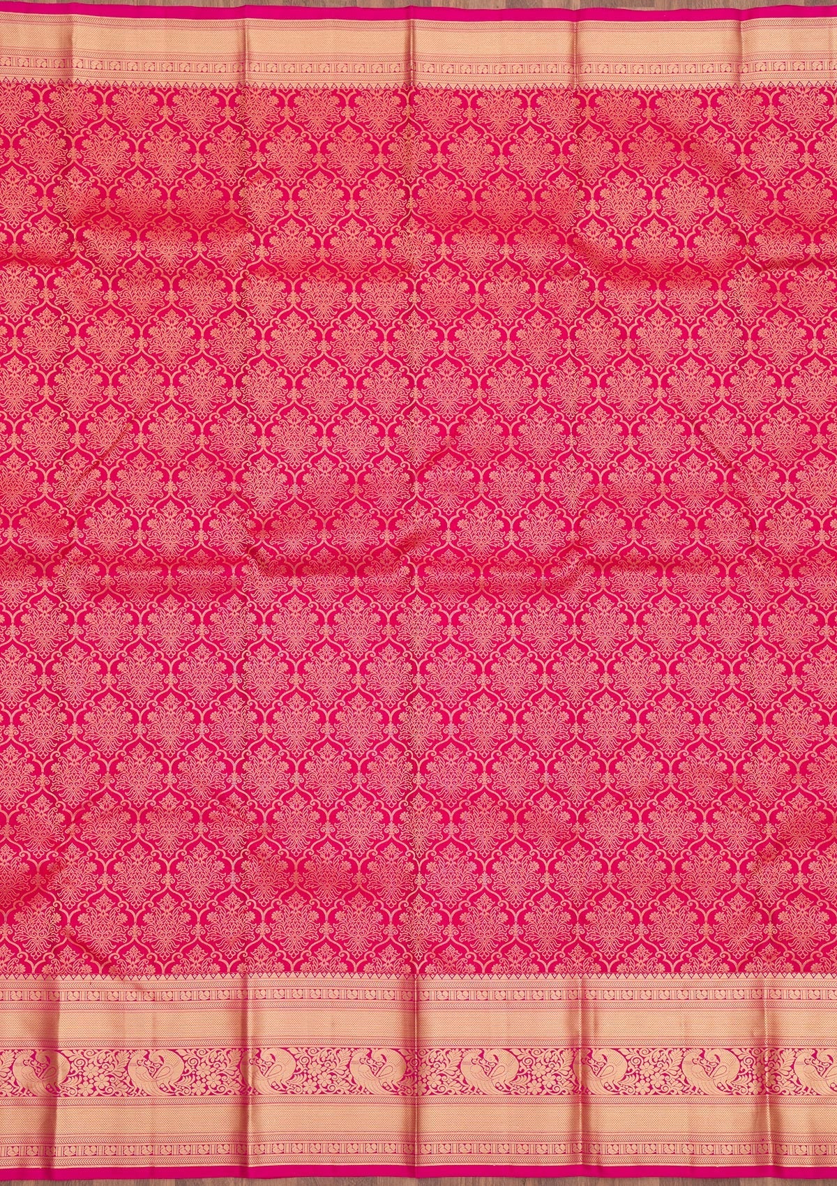 Rani Pink Zariwork Pure Silk Saree-Koskii