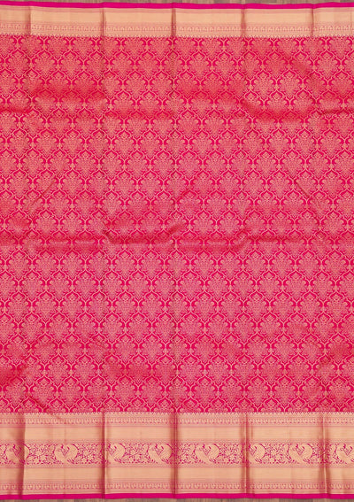 Rani Pink Zariwork Pure Silk Saree-Koskii