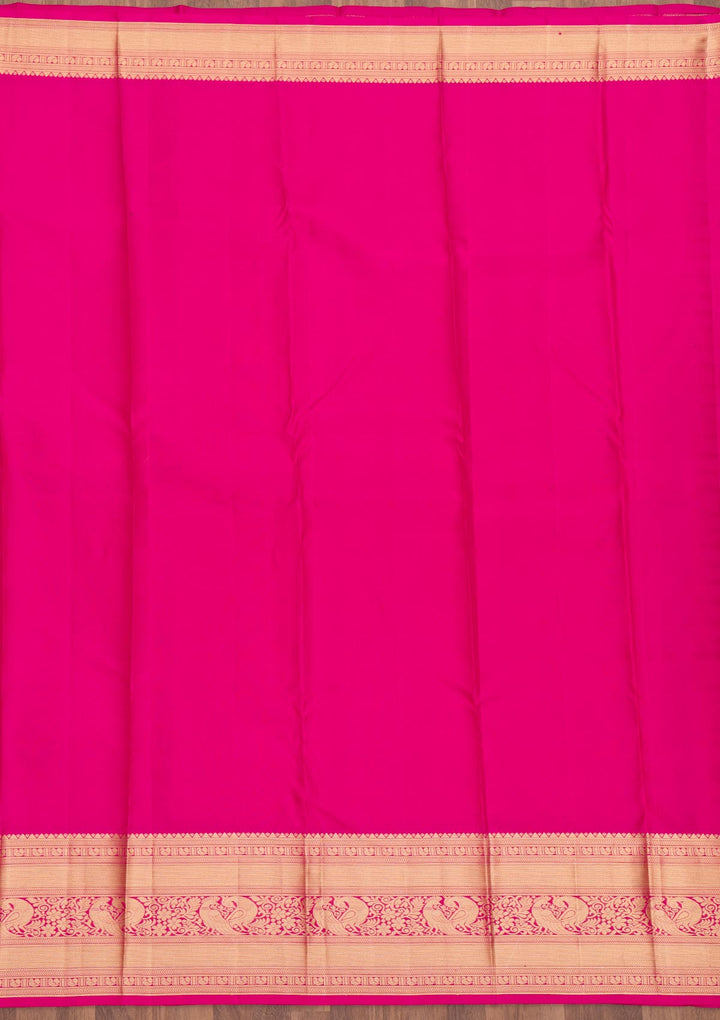 Rani Pink Zariwork Pure Silk Saree-Koskii