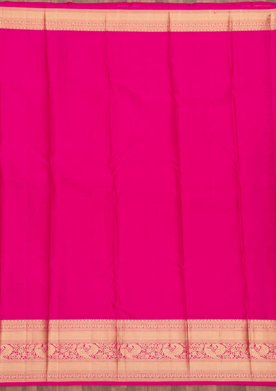 Rani Pink Zariwork Pure Silk Saree-Koskii