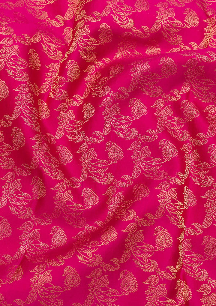 Rani Pink Zariwork Pure Silk Saree-Koskii