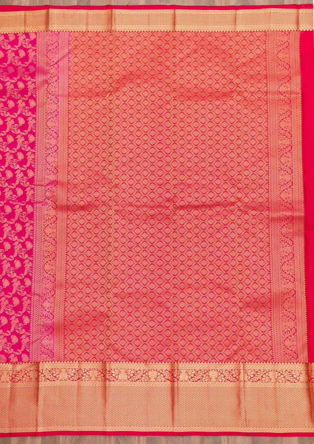 Rani Pink Zariwork Pure Silk Saree-Koskii