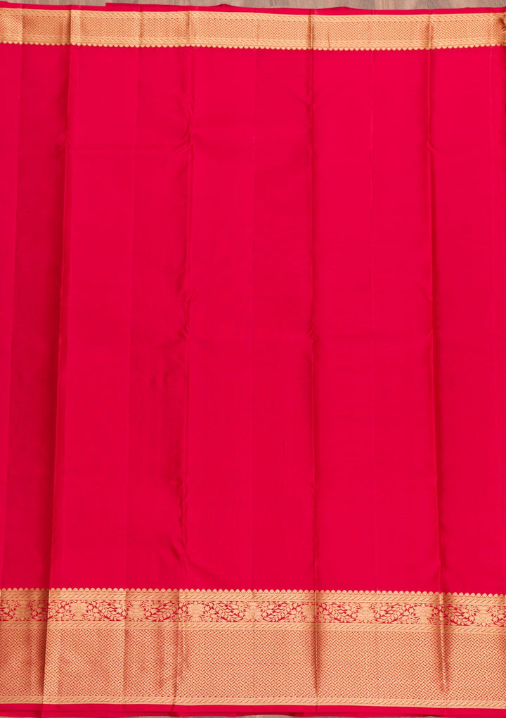 Rani Pink Zariwork Pure Silk Saree-Koskii