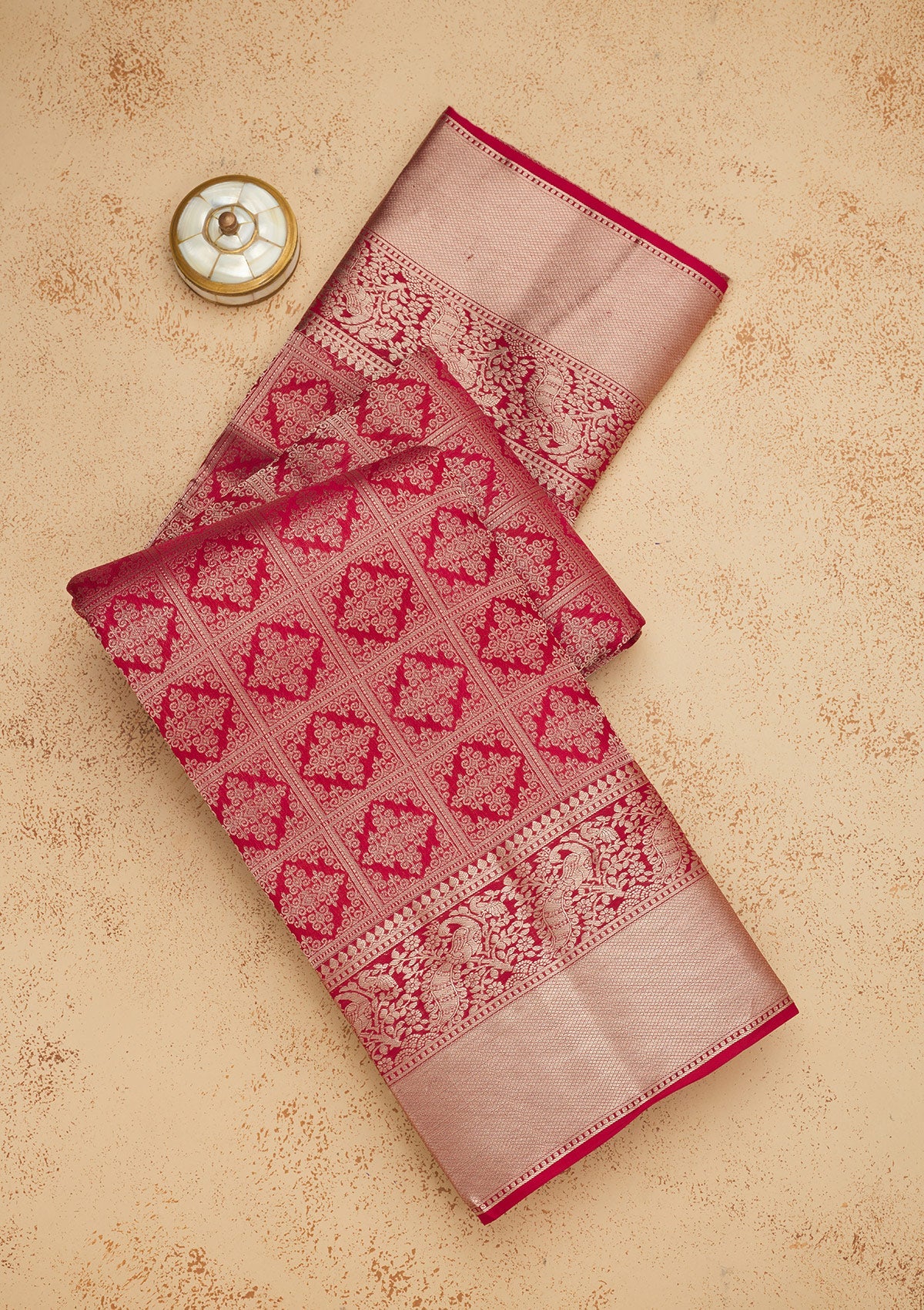 Rani Pink Zariwork Pure Silk Saree-Koskii