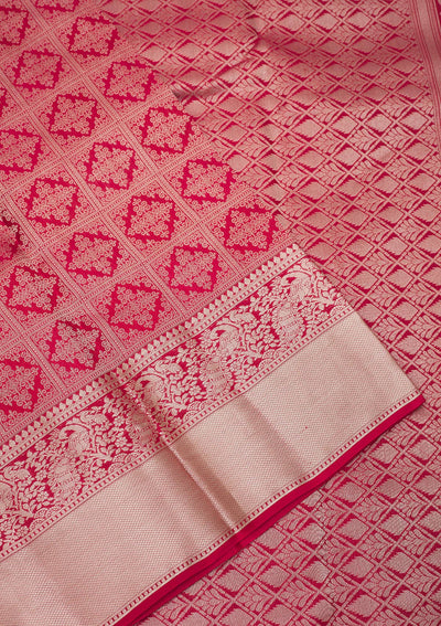 Rani Pink Zariwork Pure Silk Saree