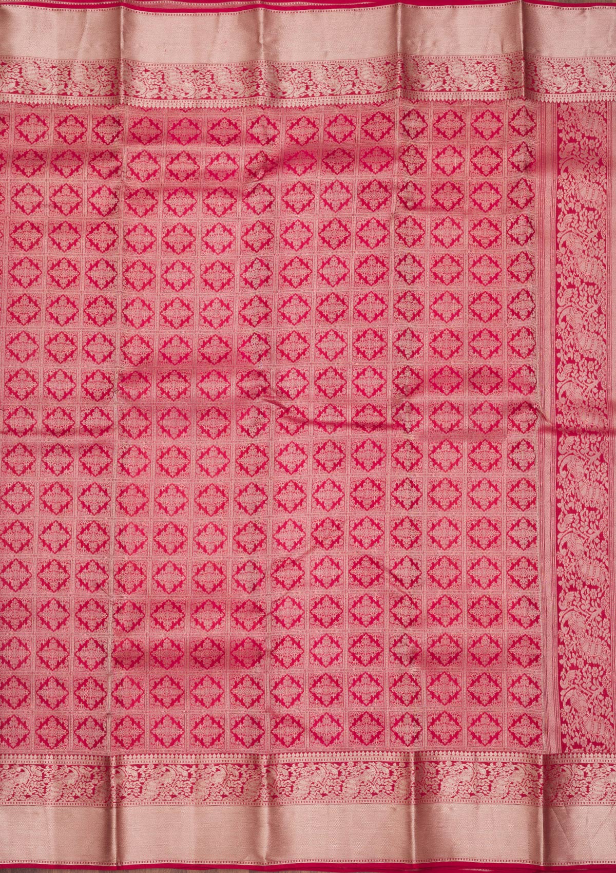 Rani Pink Zariwork Pure Silk Saree