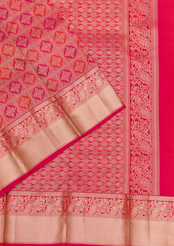 Rani Pink Zariwork Pure Silk Saree-Koskii