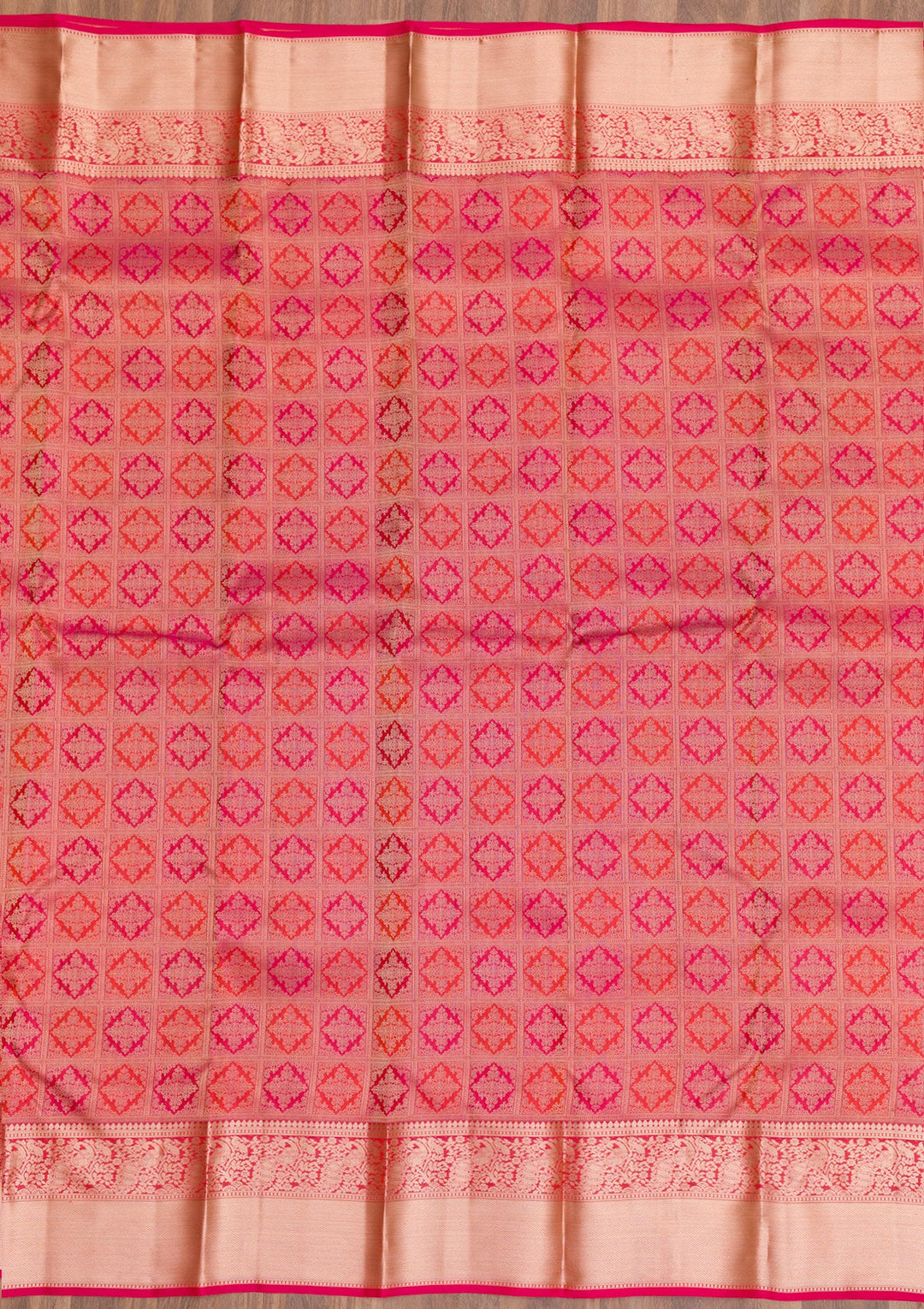 Rani Pink Zariwork Pure Silk Saree-Koskii