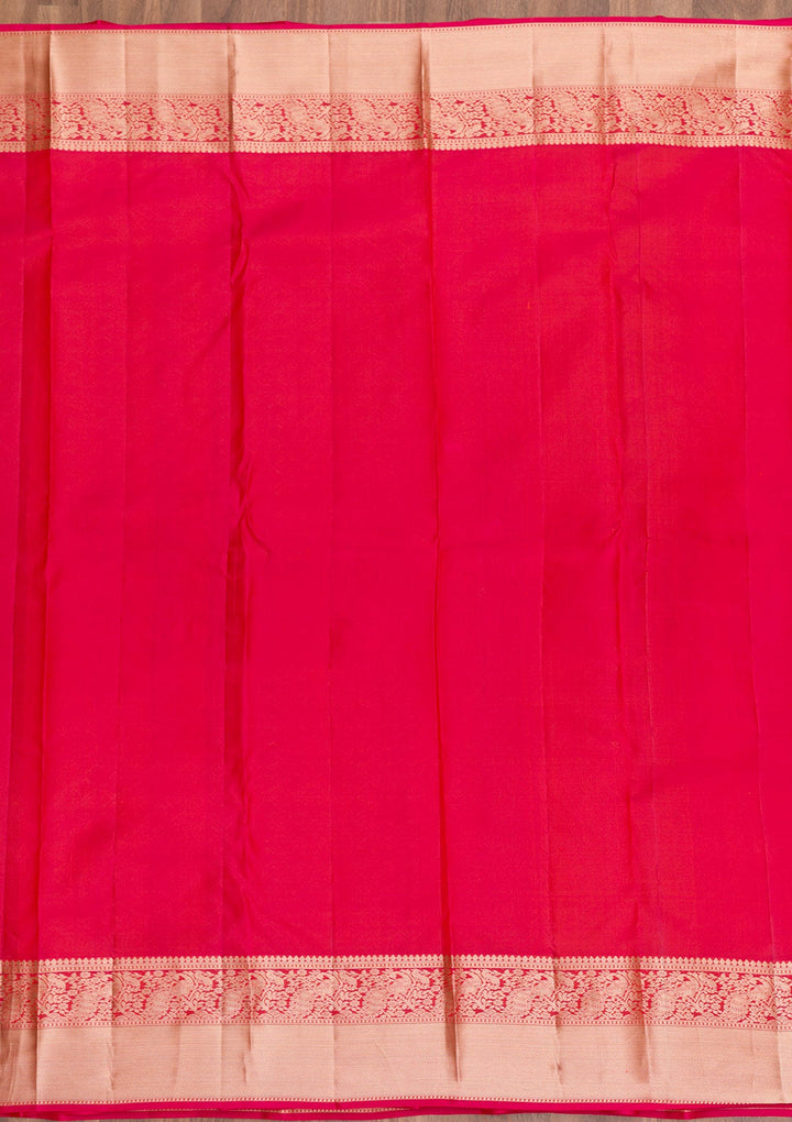 Rani Pink Zariwork Pure Silk Saree-Koskii