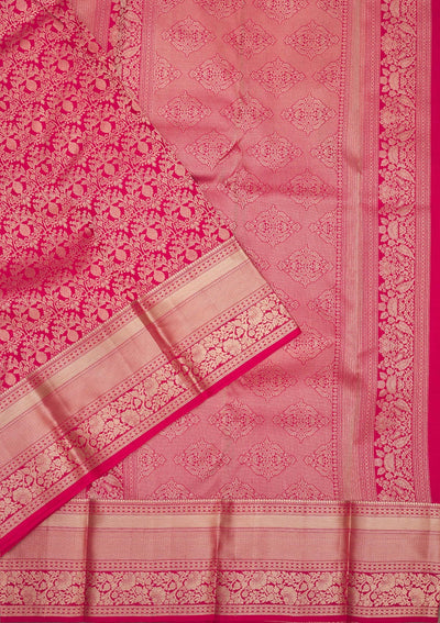 Rani Pink Zariwork Pure Silk Saree