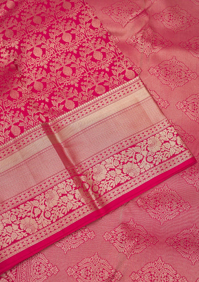 Rani Pink Zariwork Pure Silk Saree