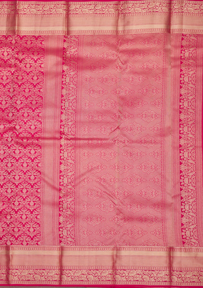 Rani Pink Zariwork Pure Silk Saree