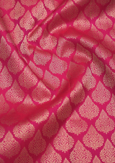 Rani Pink Zariwork Pure Silk Saree-Koskii