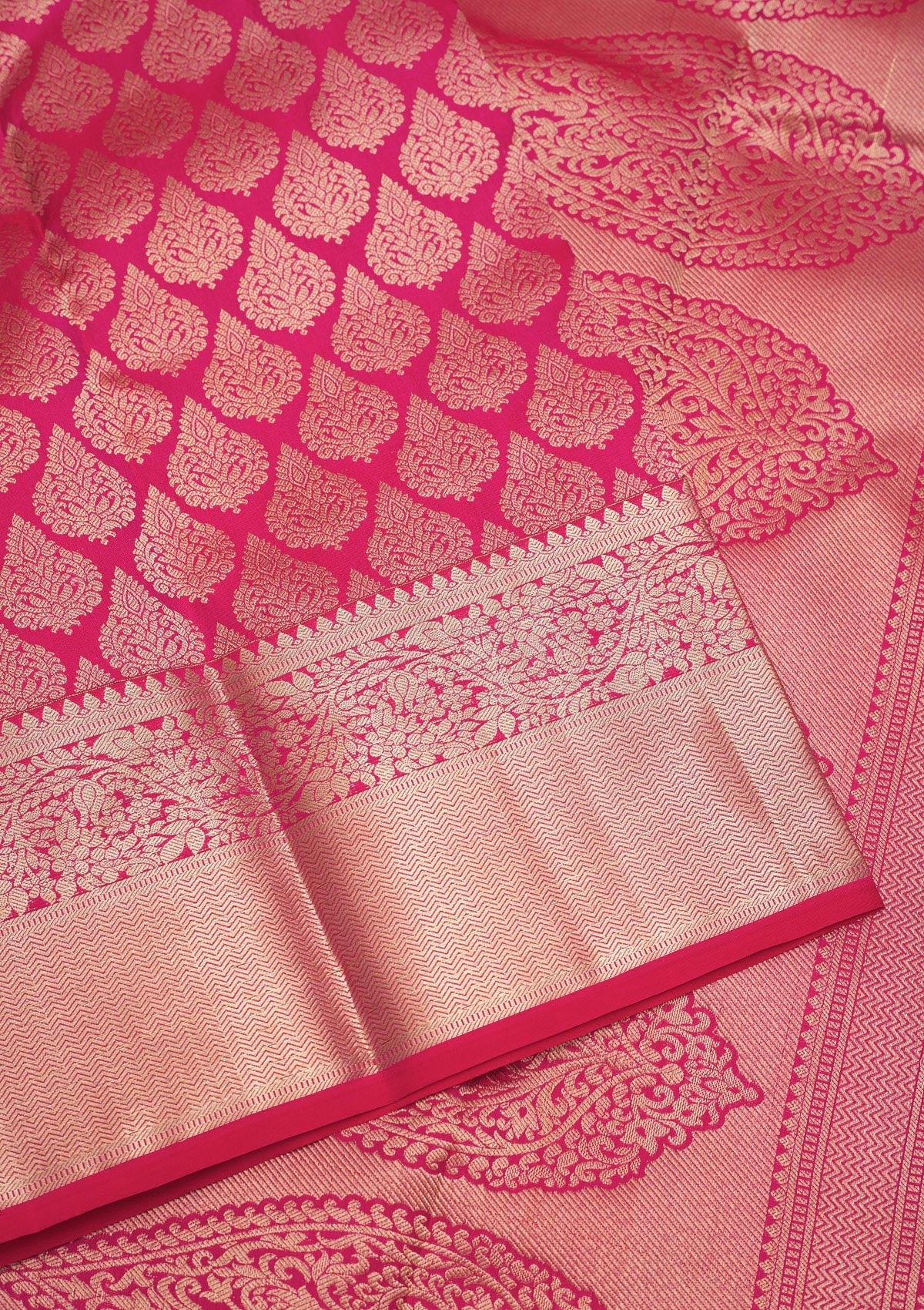 Rani Pink Zariwork Pure Silk Saree-Koskii