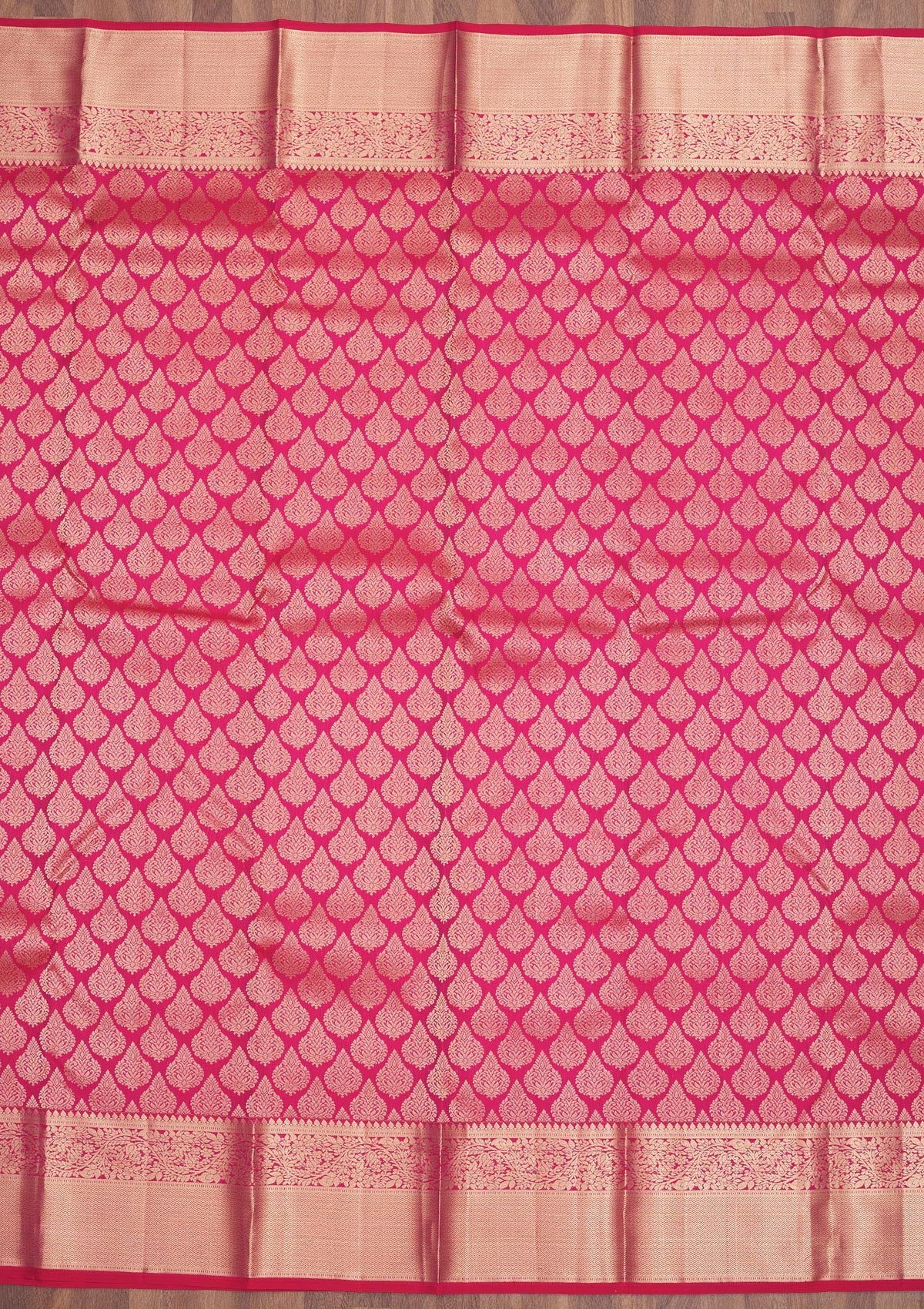 Rani Pink Zariwork Pure Silk Saree-Koskii