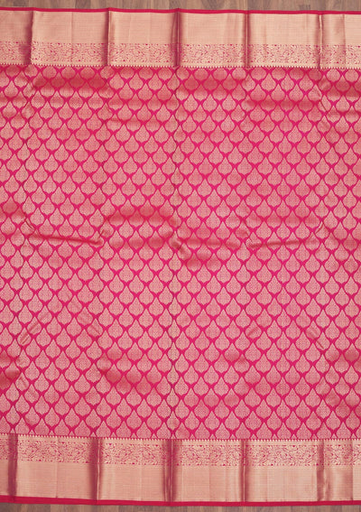 Rani Pink Zariwork Pure Silk Saree-Koskii