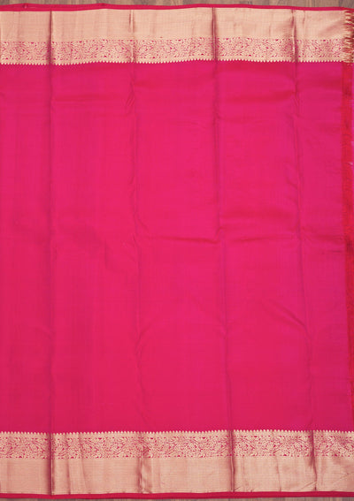 Rani Pink Zariwork Pure Silk Saree-Koskii