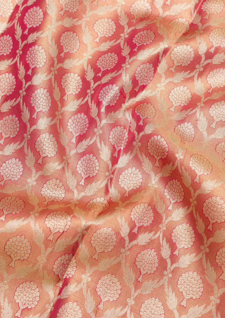 Rani Pink Zariwork Pure Silk Saree-Koskii