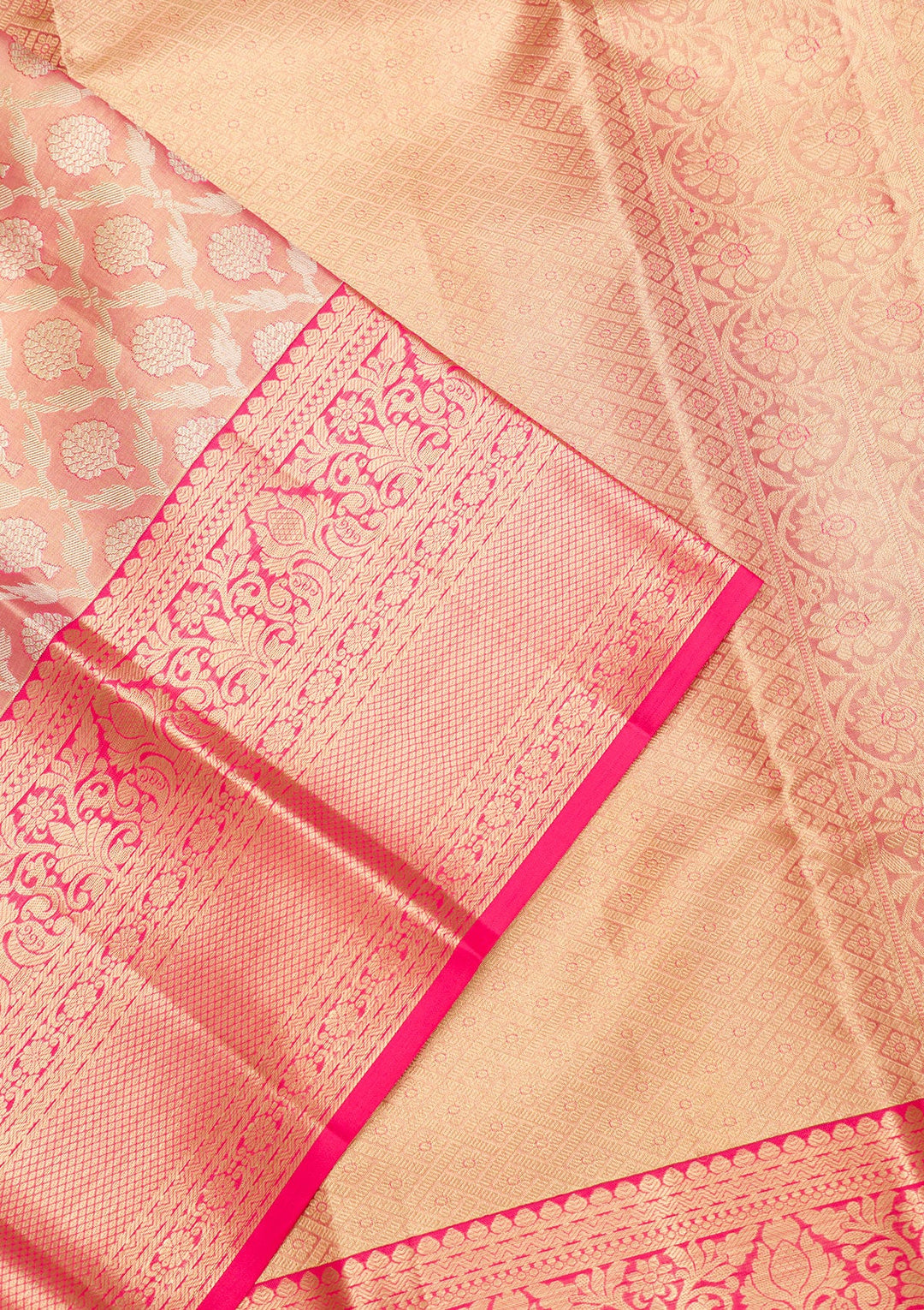 Rani Pink Zariwork Pure Silk Saree-Koskii