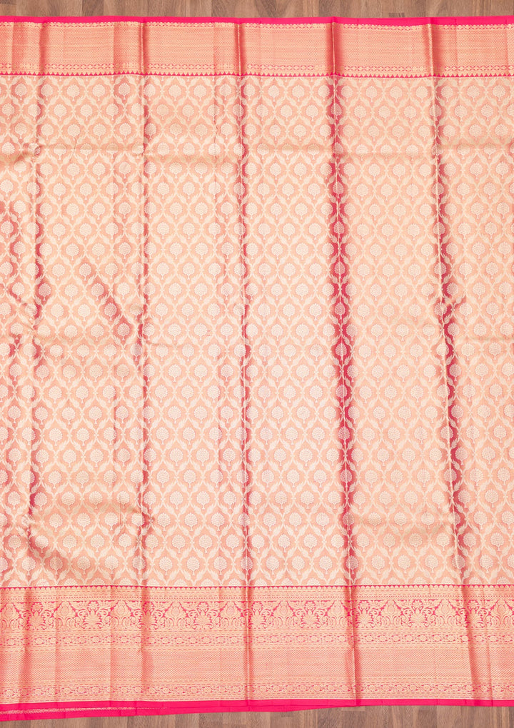 Rani Pink Zariwork Pure Silk Saree-Koskii