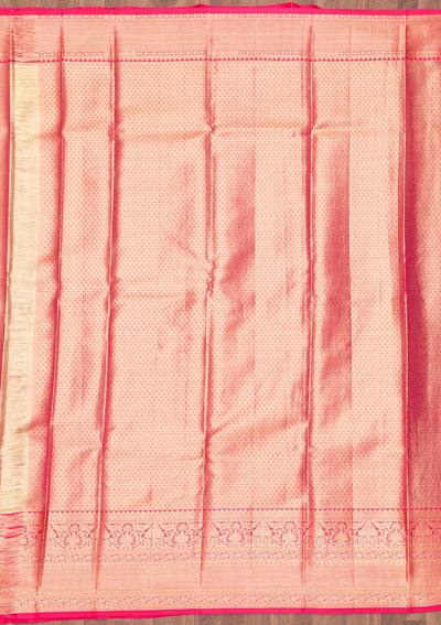 Rani Pink Zariwork Pure Silk Saree-Koskii