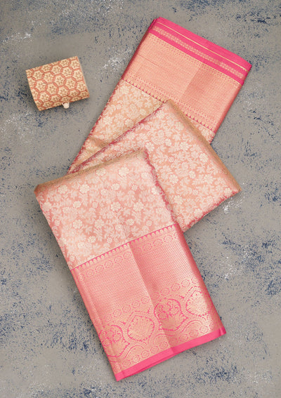 Rani Pink Zariwork Pure Silk Saree-Koskii