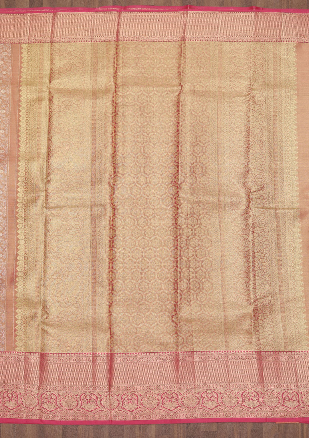 Rani Pink Zariwork Pure Silk Saree-Koskii
