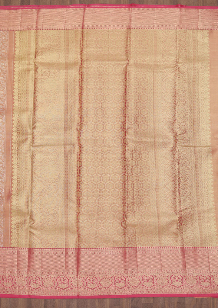 Rani Pink Zariwork Pure Silk Saree-Koskii