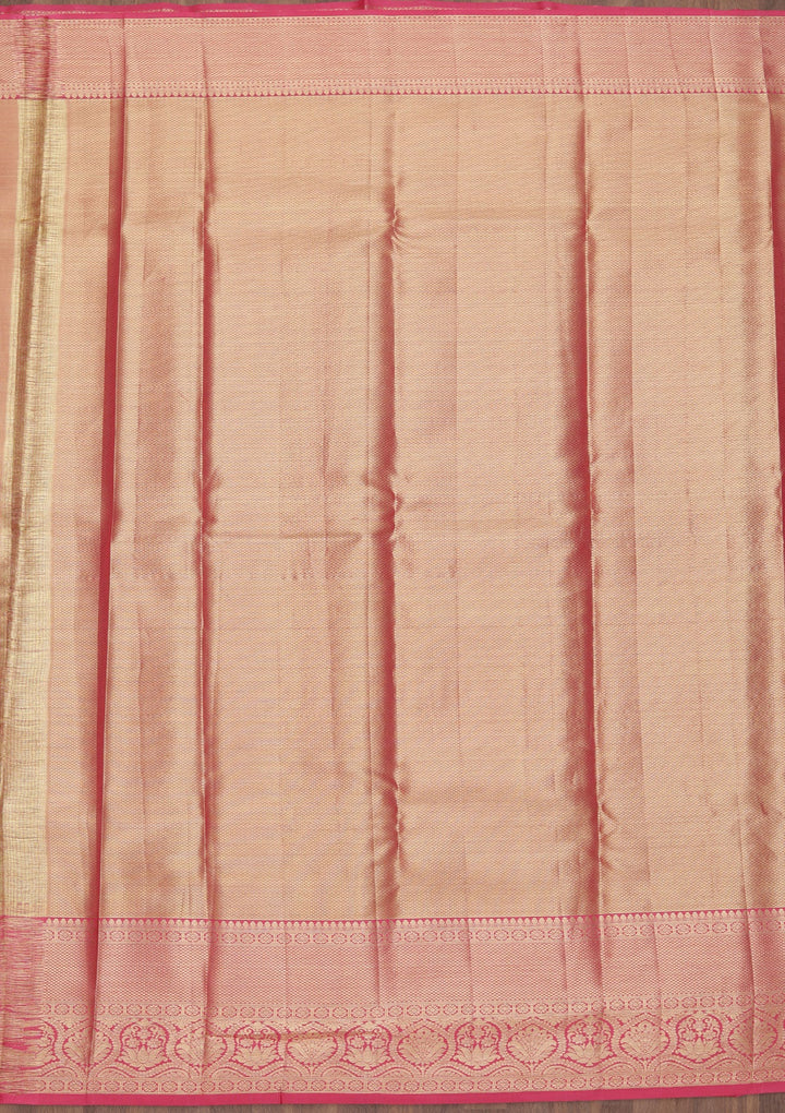 Rani Pink Zariwork Pure Silk Saree-Koskii
