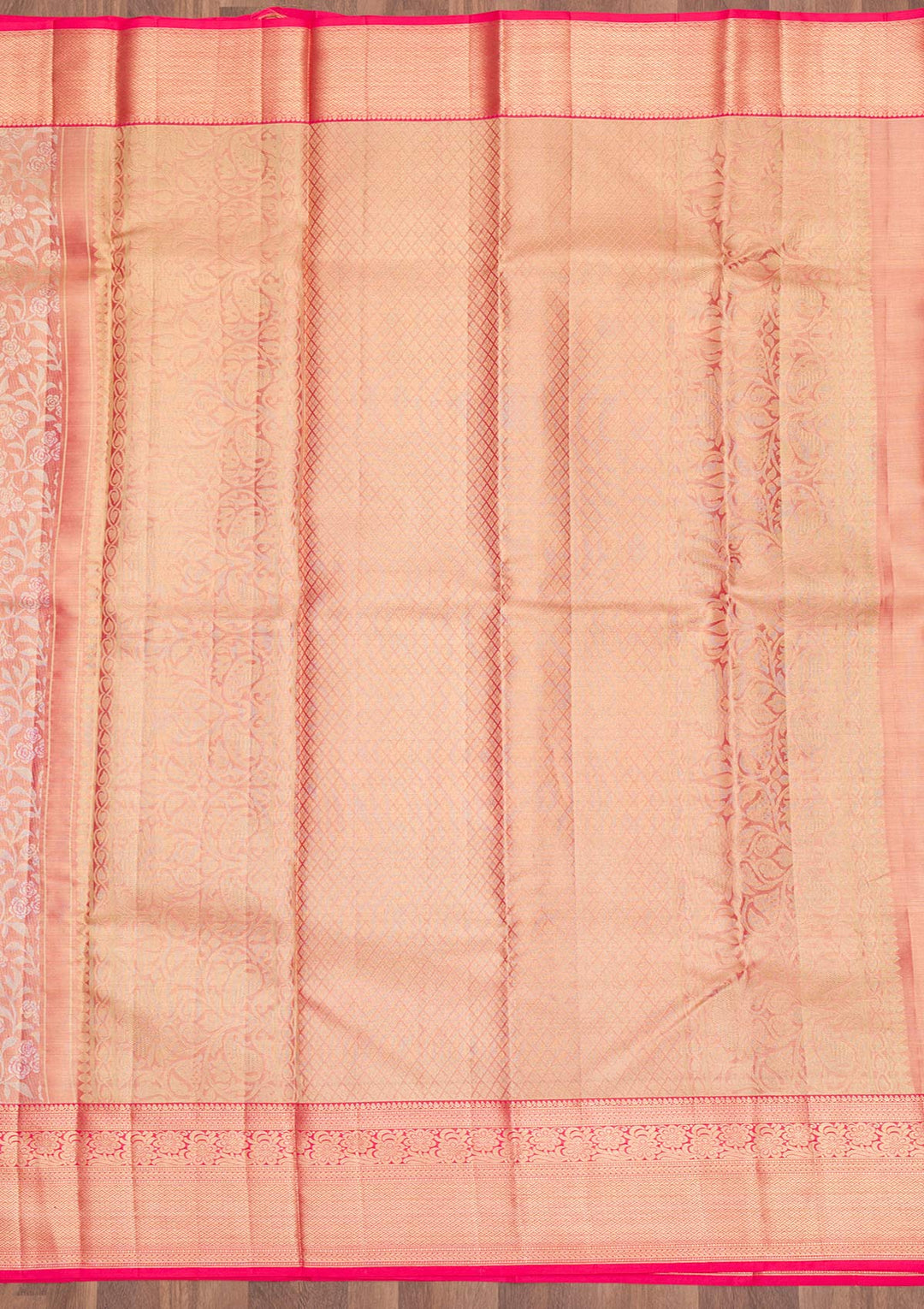 Rani Pink Zariwork Pure Silk Saree-Koskii