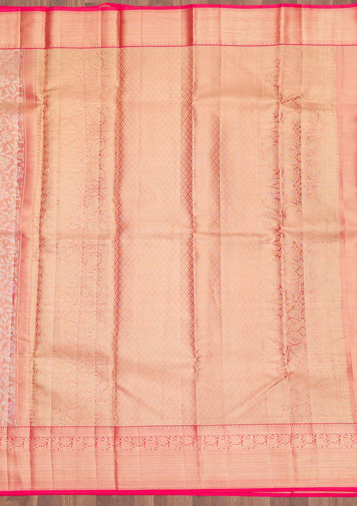 Rani Pink Zariwork Pure Silk Saree-Koskii