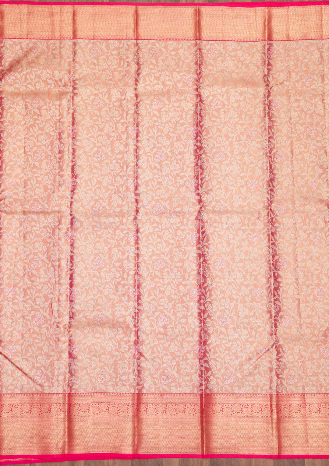 Rani Pink Zariwork Pure Silk Saree-Koskii