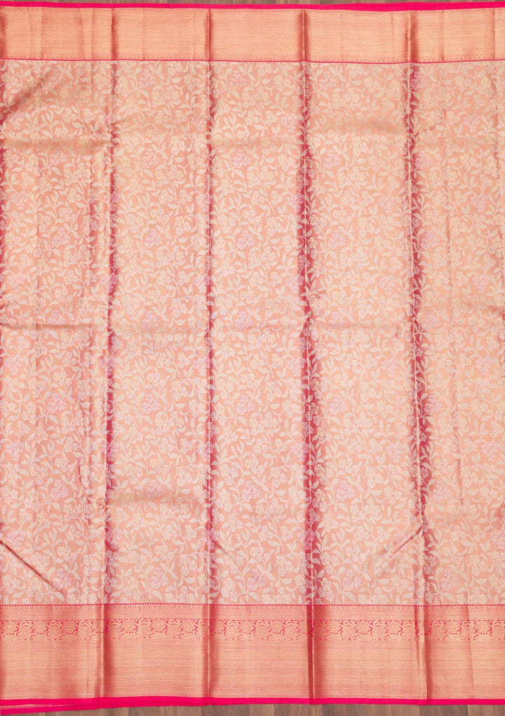 Rani Pink Zariwork Pure Silk Saree-Koskii