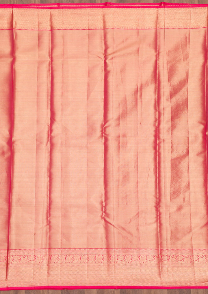 Rani Pink Zariwork Pure Silk Saree-Koskii