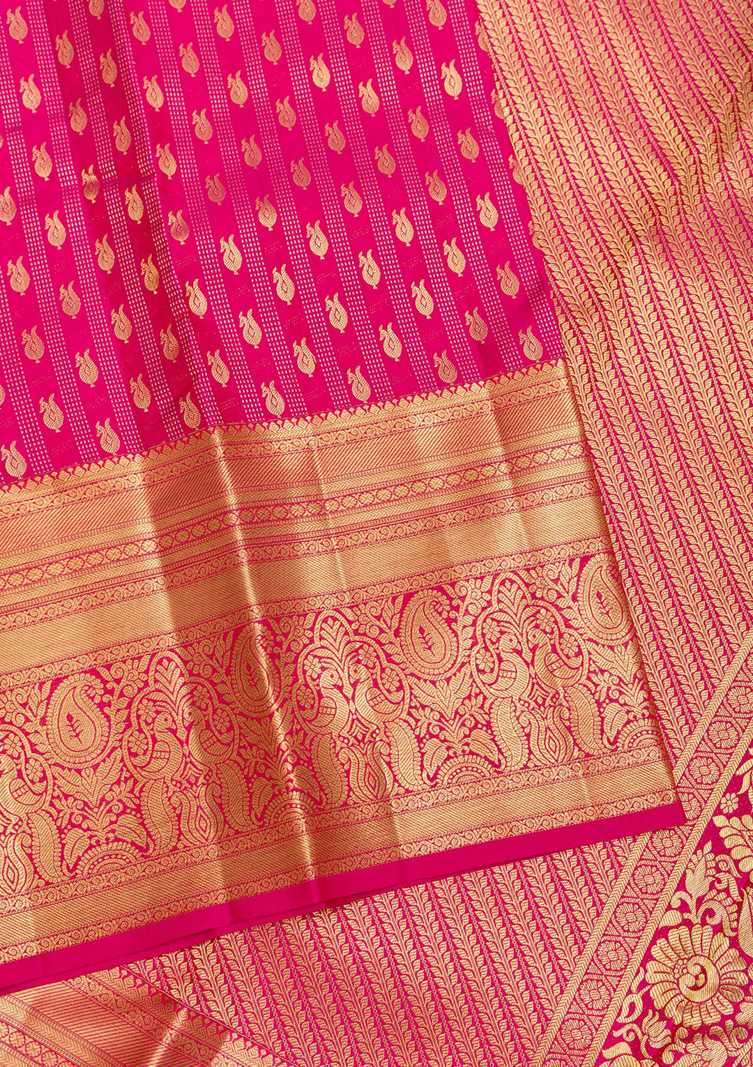 Rani Pink Zariwork Pure Silk Saree-Koskii
