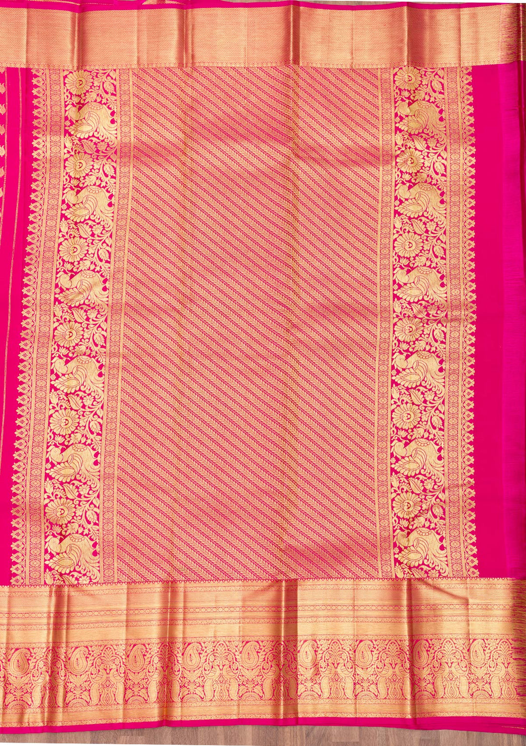 Rani Pink Zariwork Pure Silk Saree-Koskii