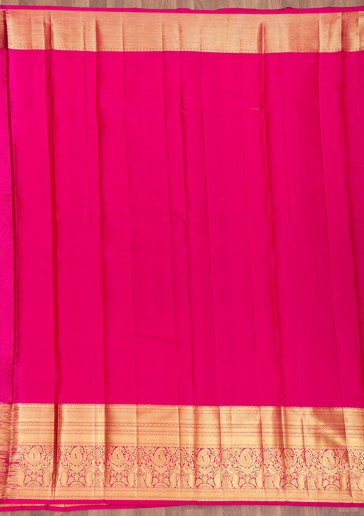 Rani Pink Zariwork Pure Silk Saree-Koskii