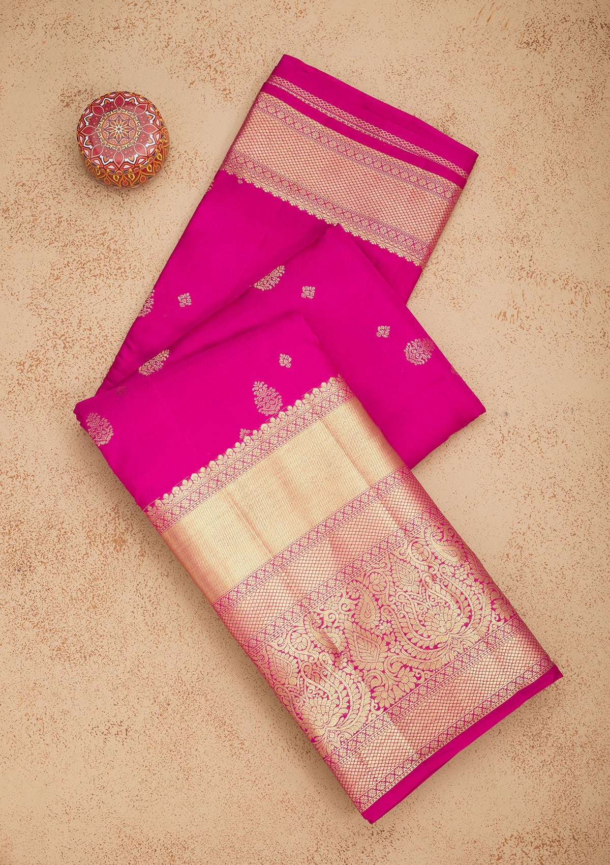 Rani Pink Zariwork Pure Silk Saree-Koskii