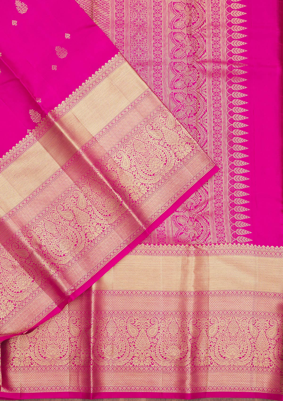 Rani Pink Zariwork Pure Silk Saree